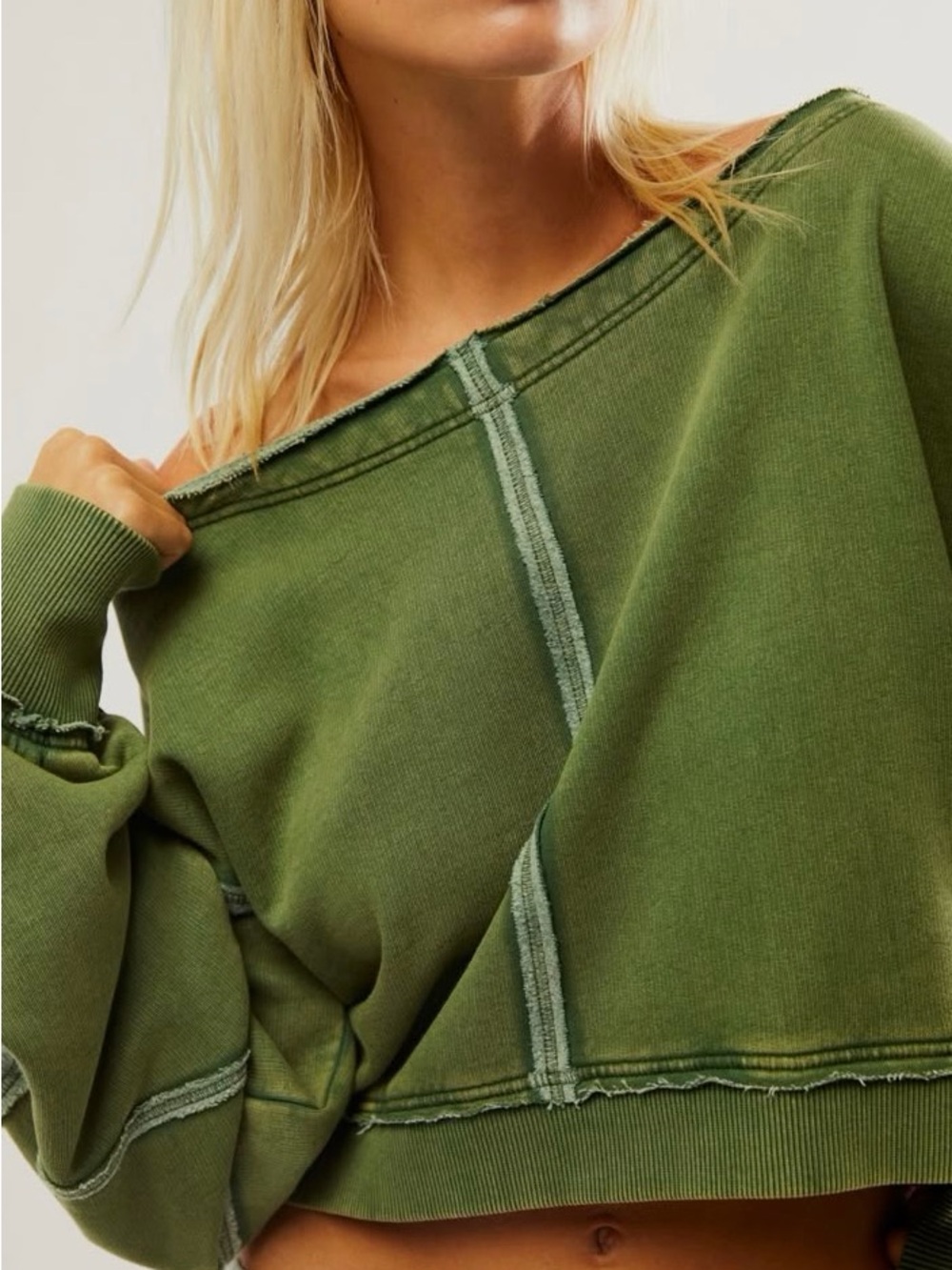 Free People All That Sweatshirt Cropped Green S